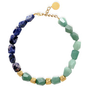 PETRA Necklace - Gold with Aventurine and Blue Sodalite