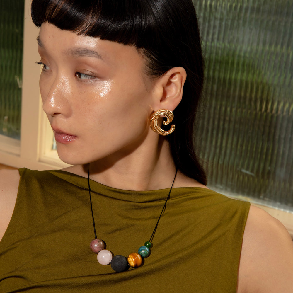 SOLSTICE Necklace - Leather and Semi-Precious Stones