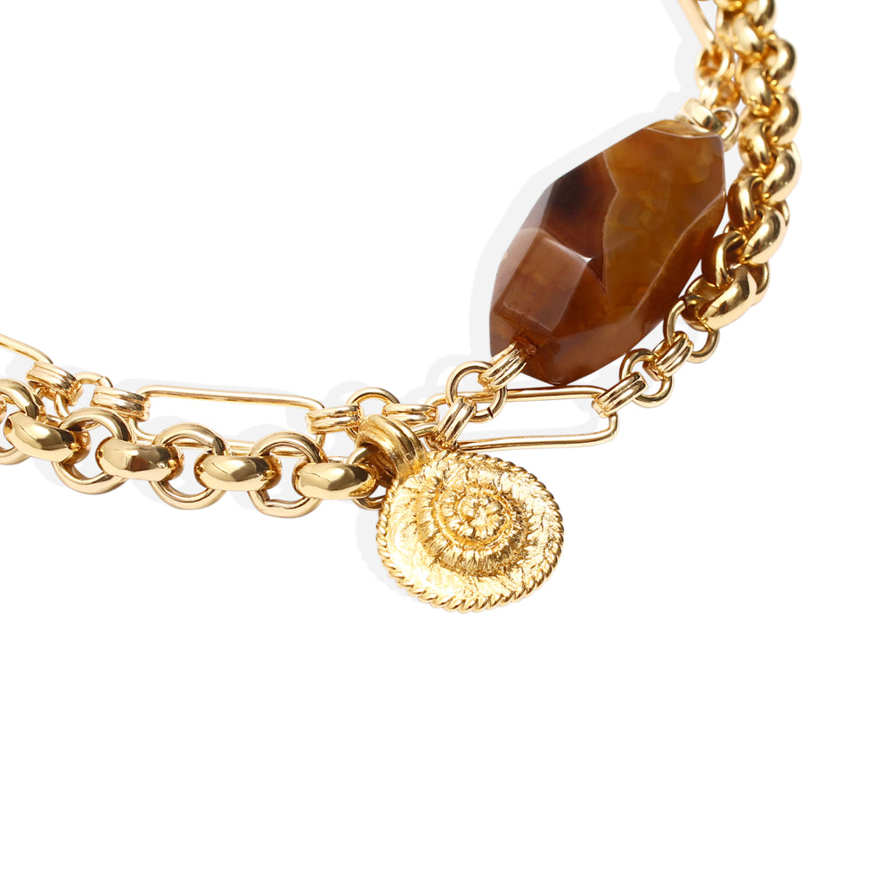 MONIQUE Necklace - Gold and Brown Agate