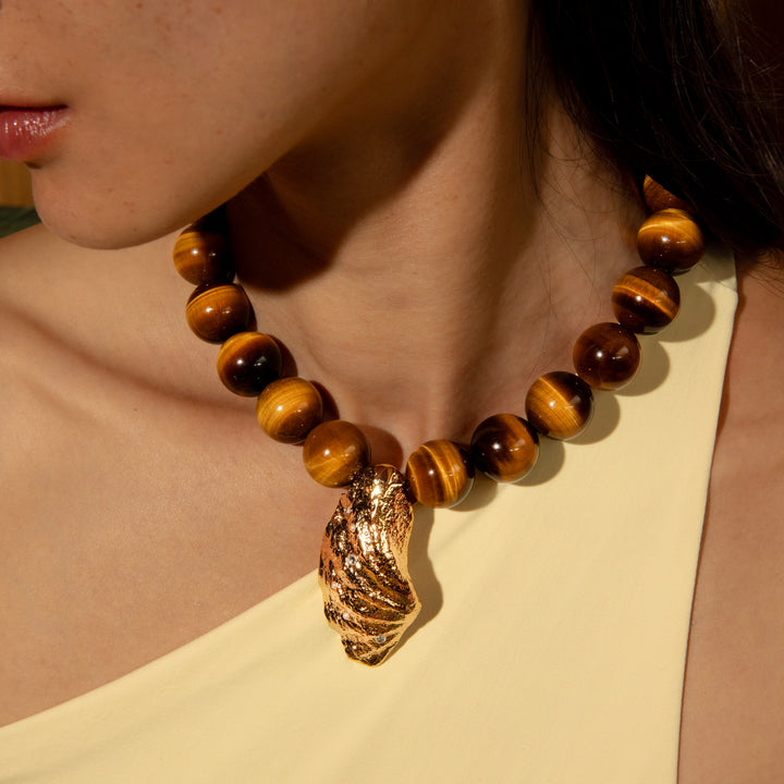 ORBITELLE Necklace - Gold and Tigers eye
