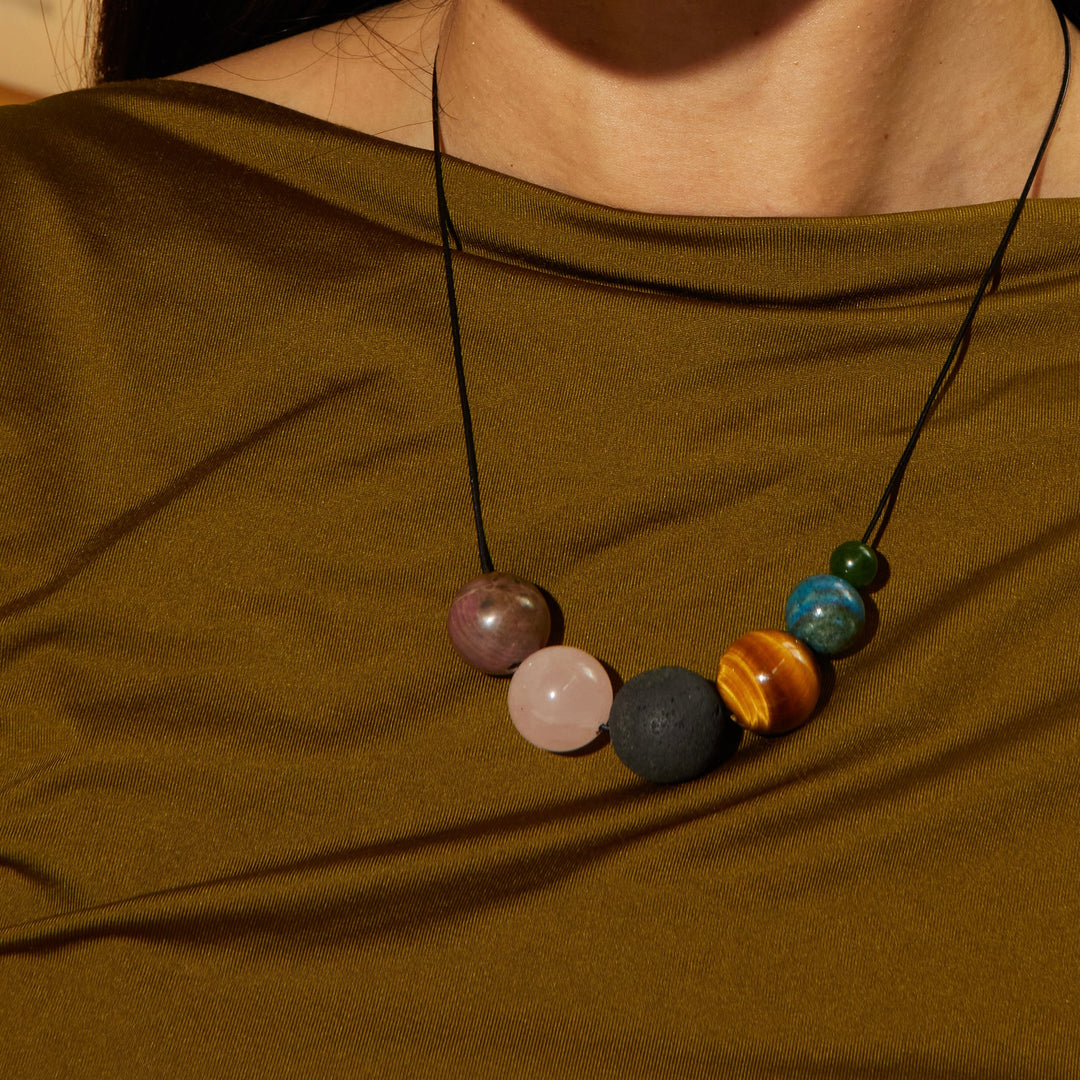 SOLSTICE Necklace - Leather and Semi-Precious Stones