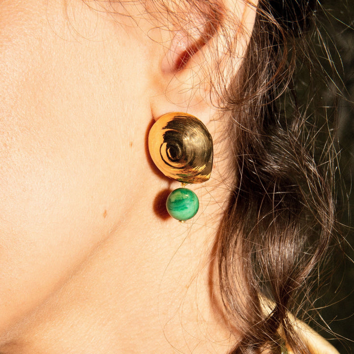 THIA Earrings - Gold with Jade