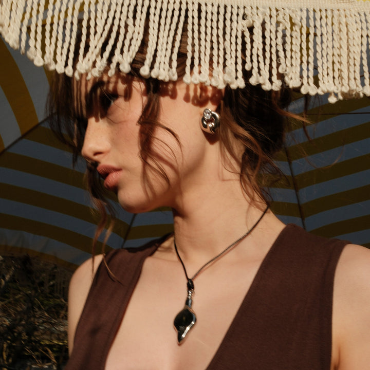 The Vessel Leather Cord Necklace - Silver