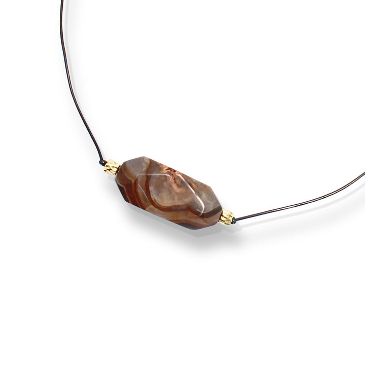 ANDARA Necklace - Leather and Brown Agate