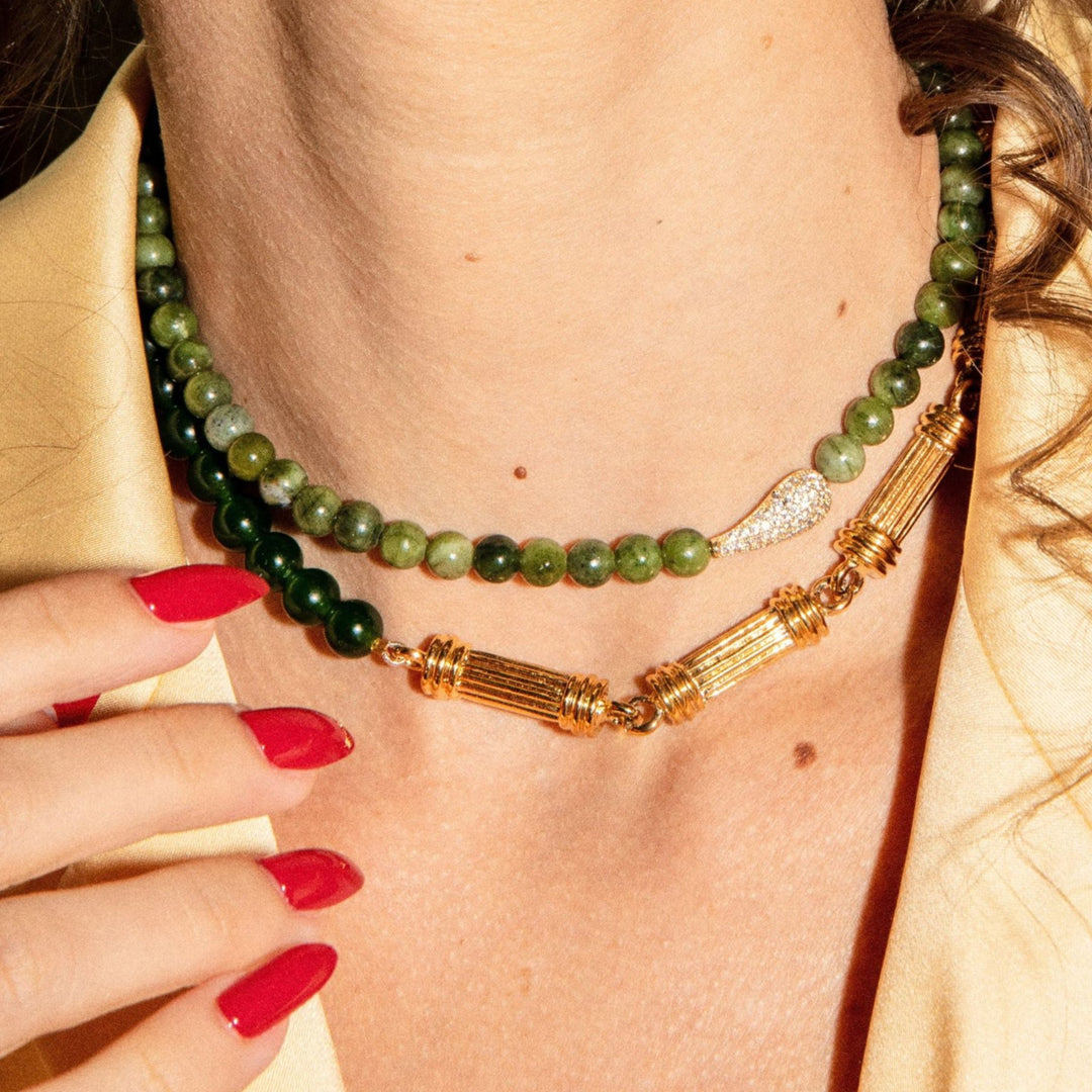 LYRA Necklace - Gold with Jade