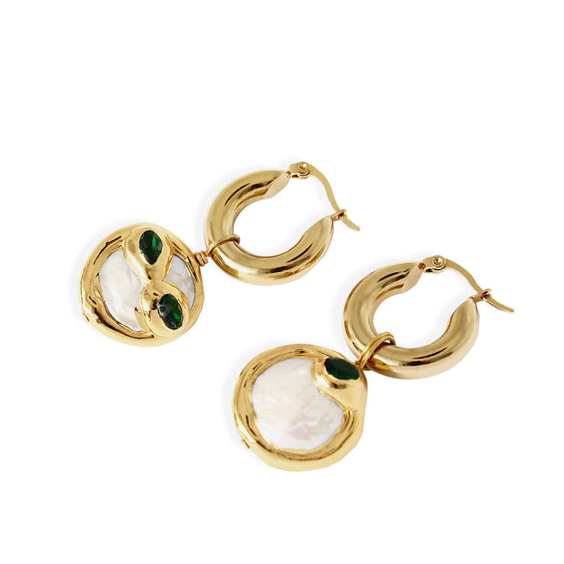EZRA Earrings - Pearl and Gold
