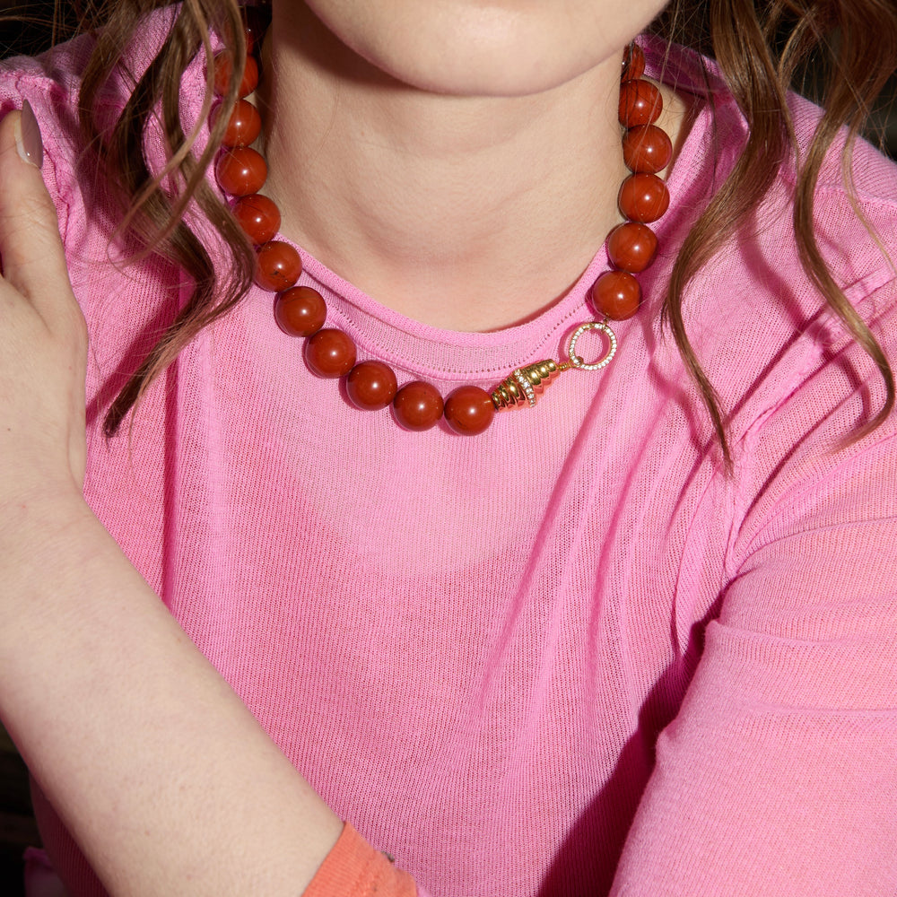 JONI Necklace - Gold and Red Jasper