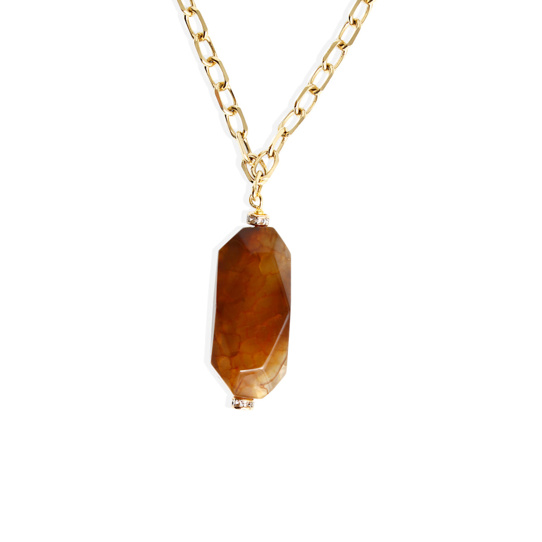 GISELLE necklace - Gold with brown Agate