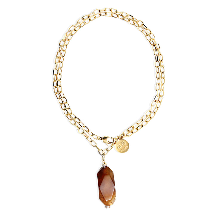 GISELLE necklace - Gold with brown Agate