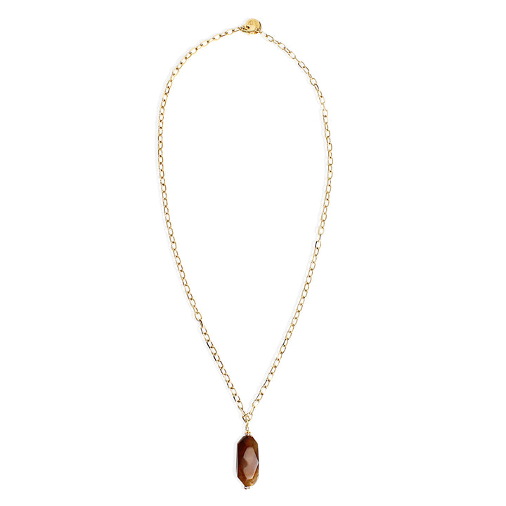 GISELLE necklace - Gold with brown Agate