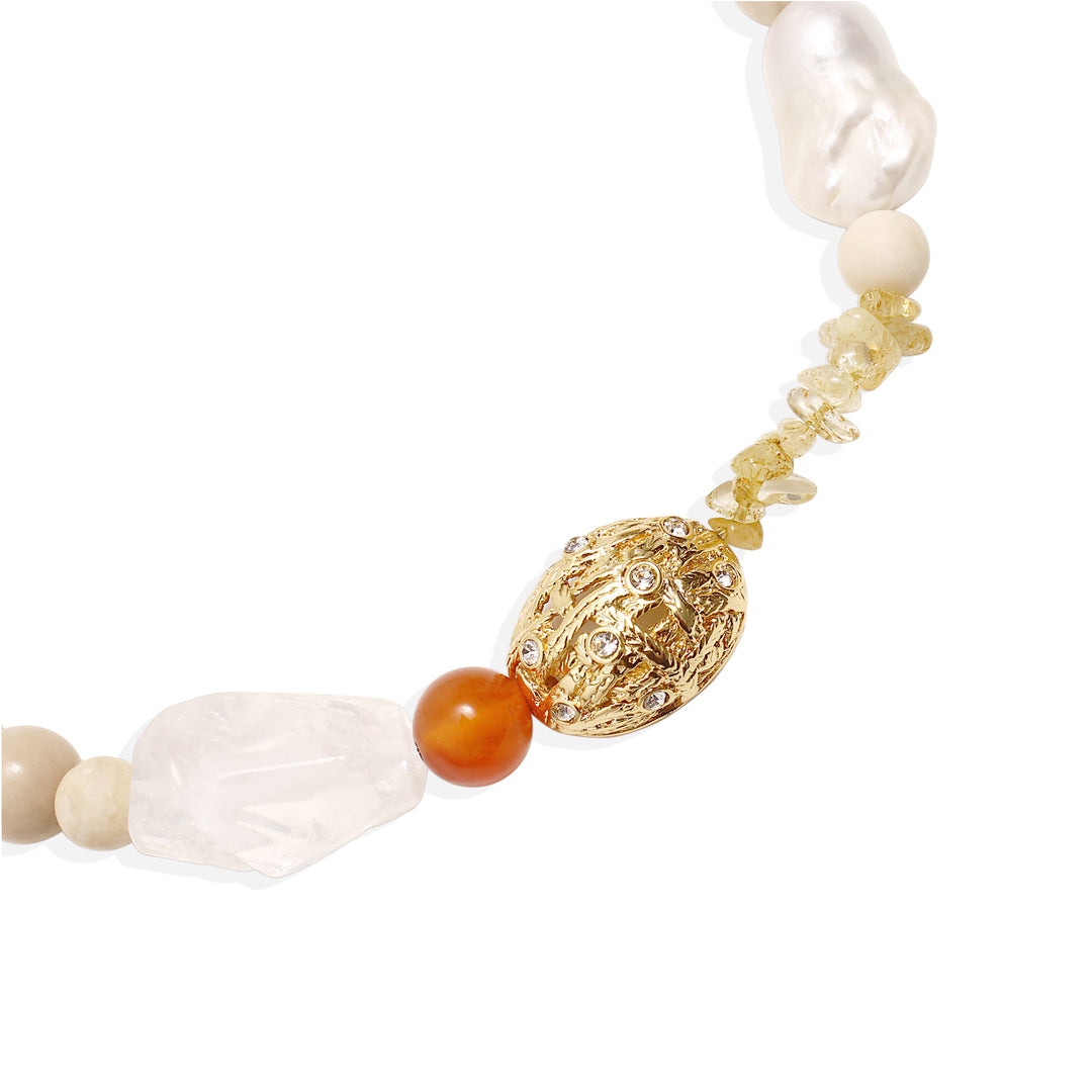GINA Necklace - Citrine and Quartz