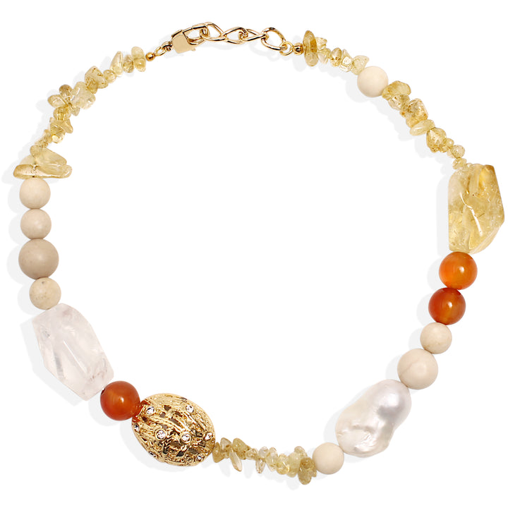 GINA Necklace - Citrine and Quartz
