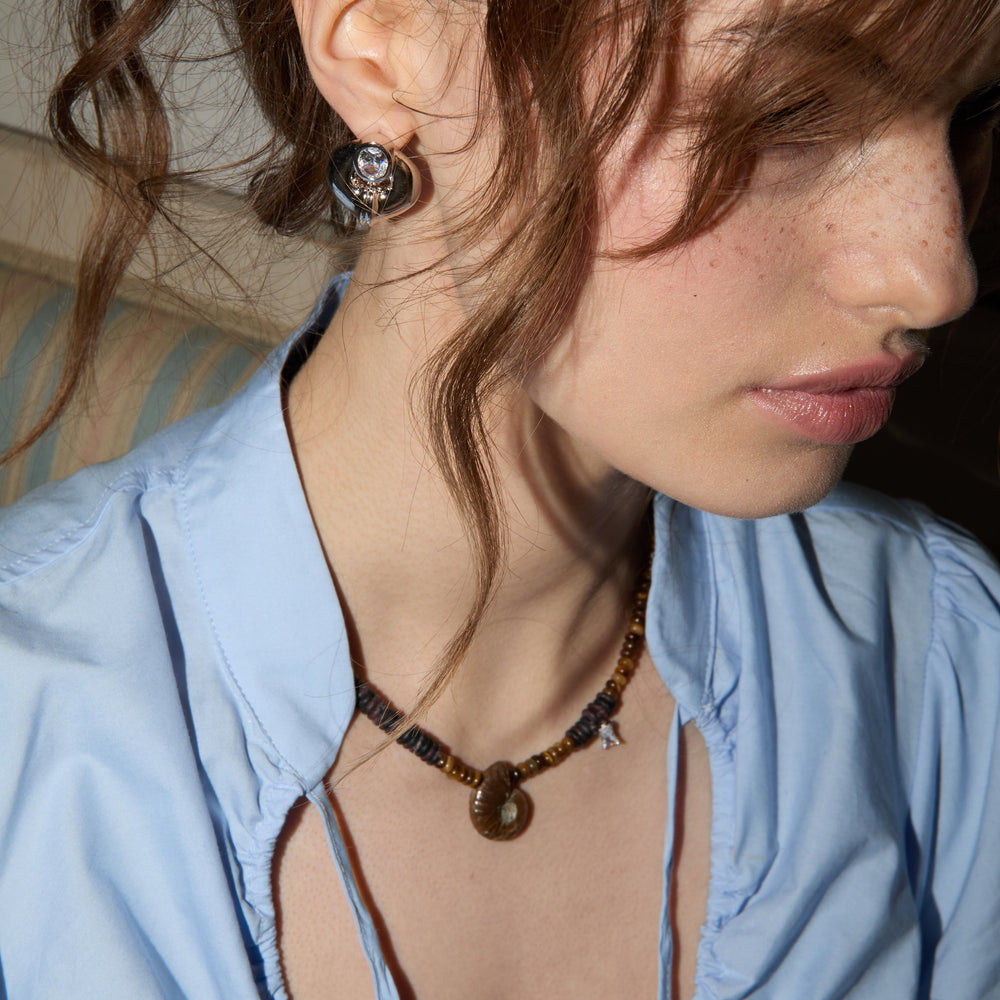 MERLAN Necklace - Tiger's eye and Garnet