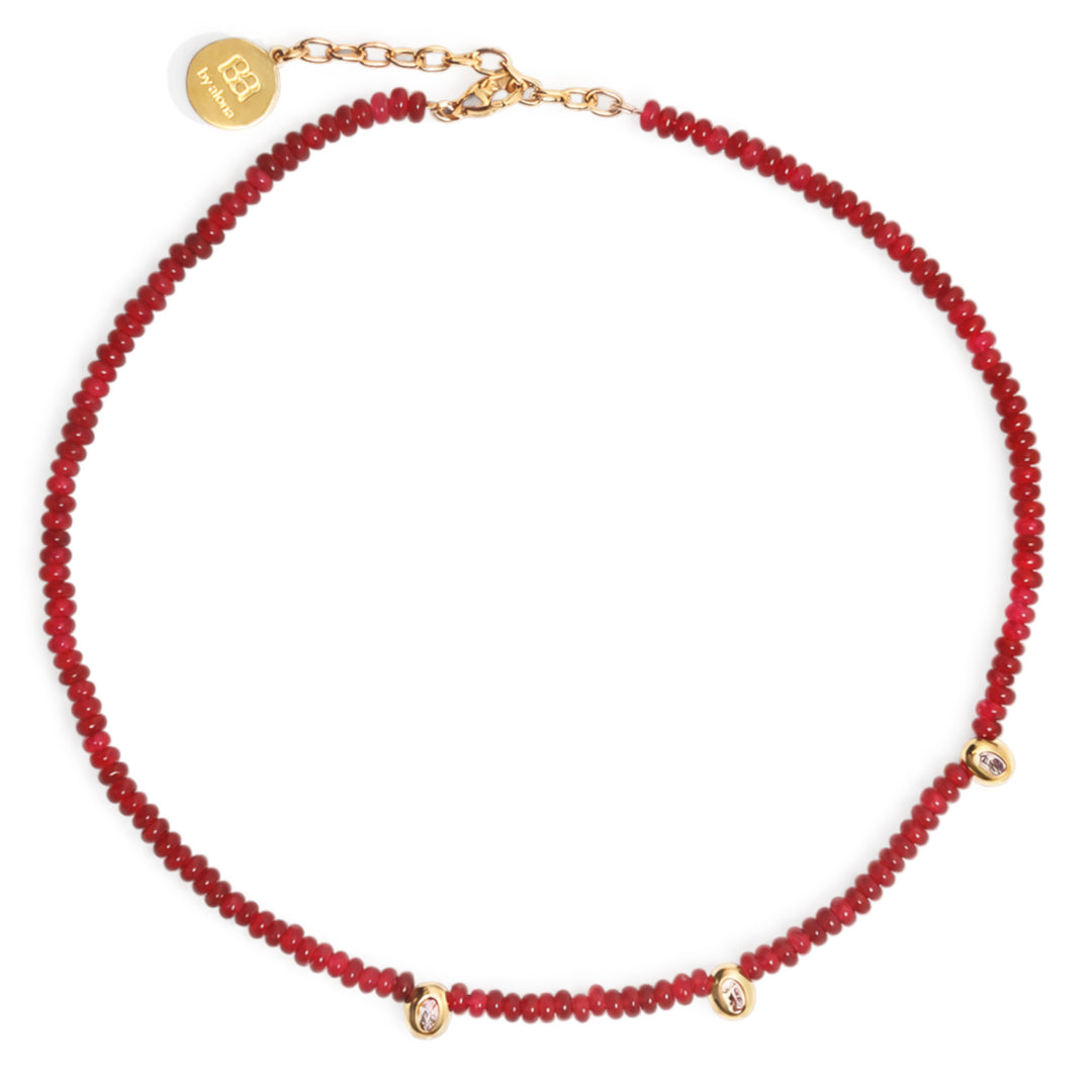 LUCIE Necklace - Gold and Red Jade