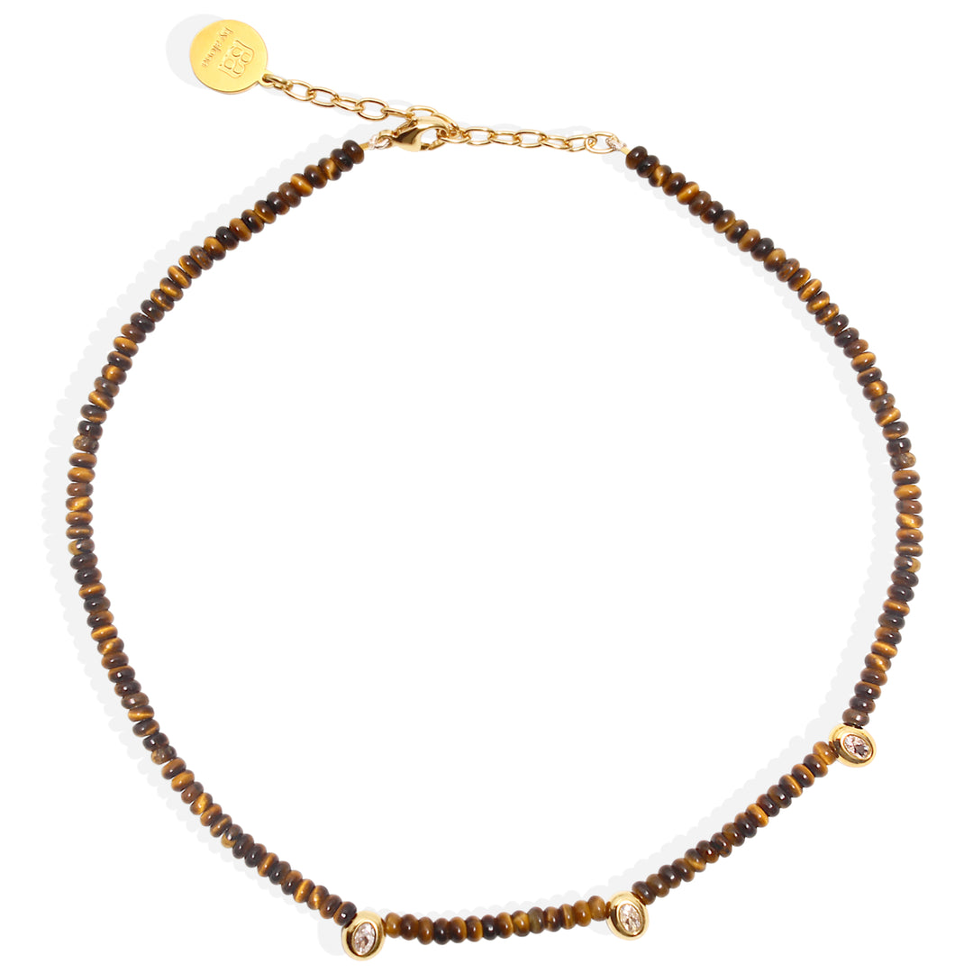 LUCIE Necklace - Gold and Tigers Eye