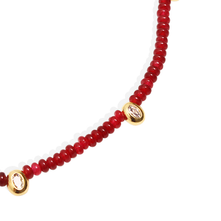 LUCIE Necklace - Gold and Red Jade