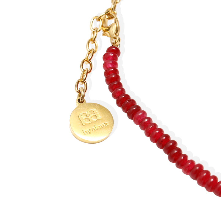 LUCIE Necklace - Gold and Red Jade