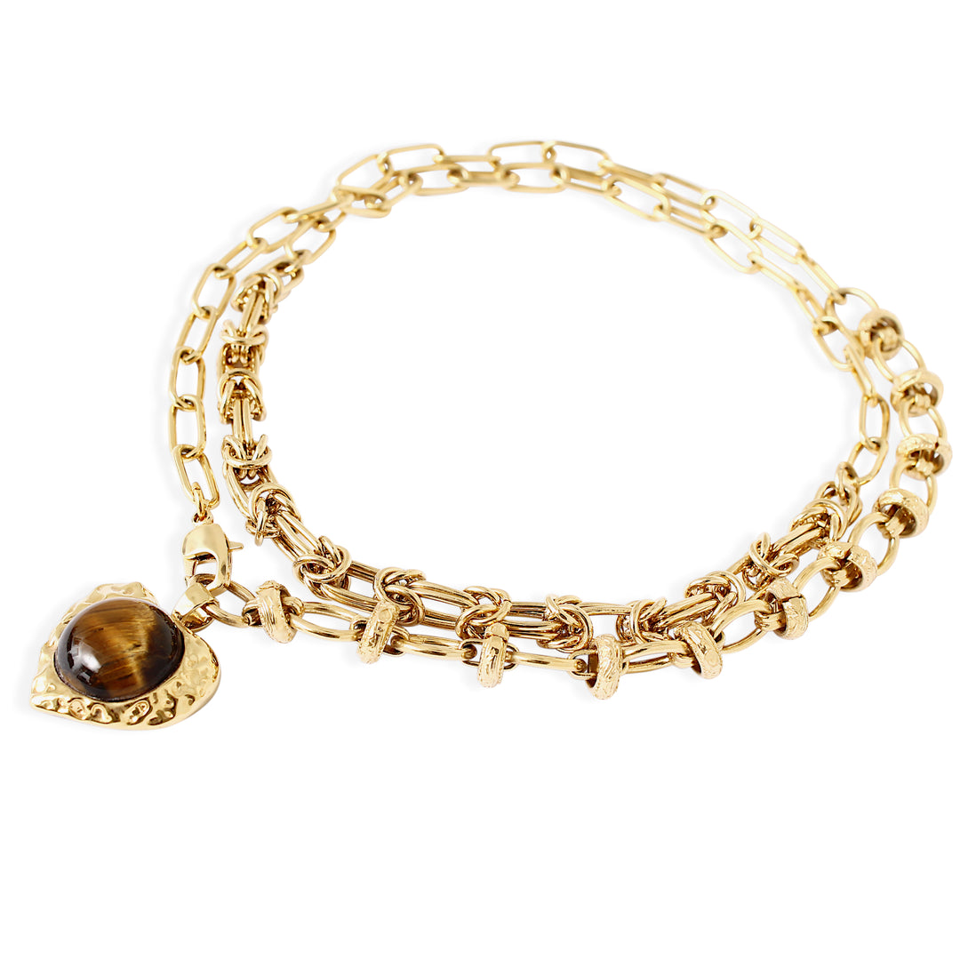 LUCA Necklace - Gold with Tiger's Eye