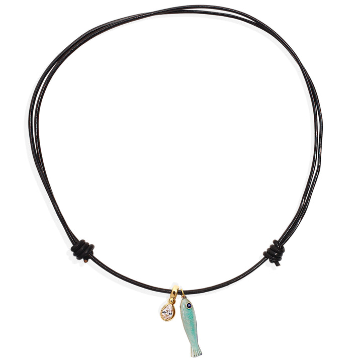 MAHI Necklace - Leather & CZ