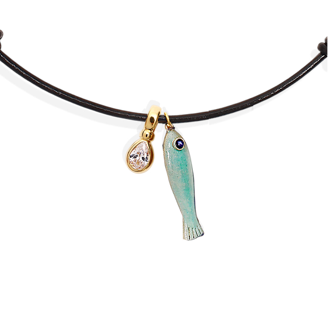 MAHI Necklace - Leather & CZ