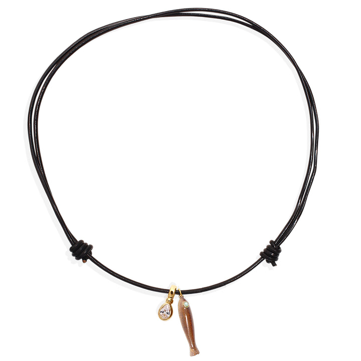 MAHI Necklace - Leather & CZ