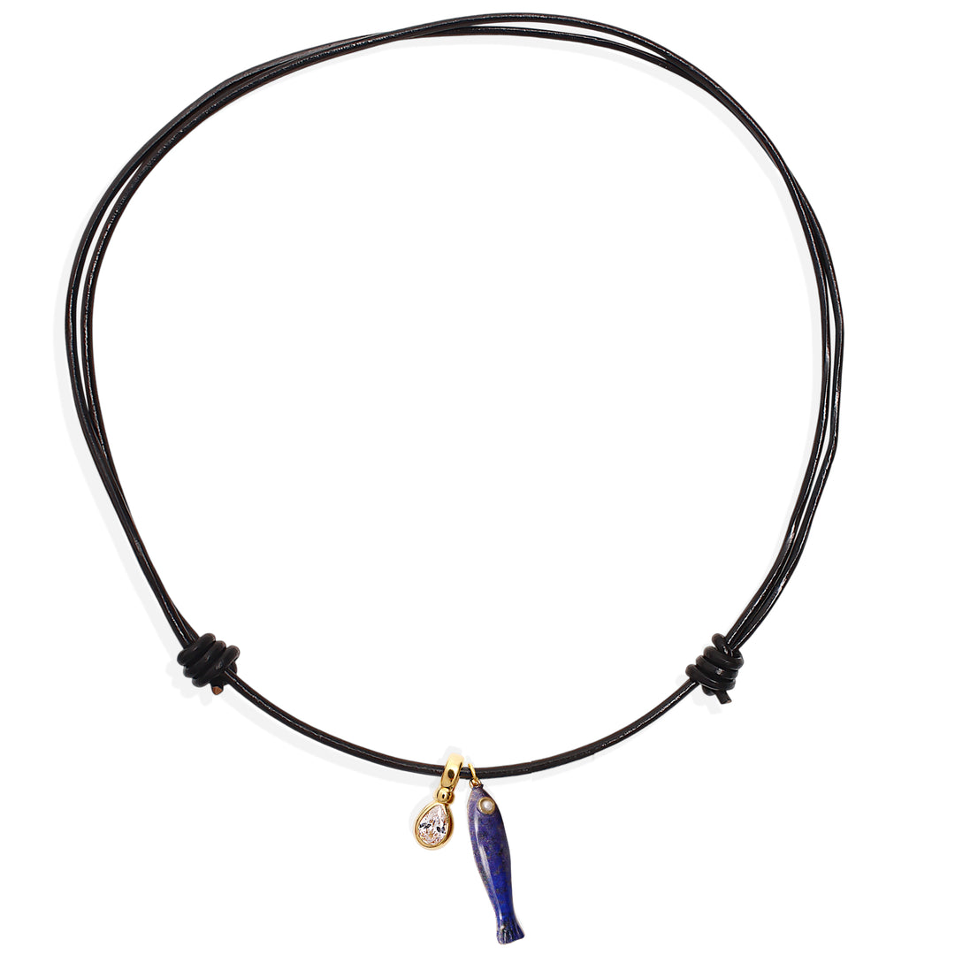 MAHI Necklace - Leather & CZ