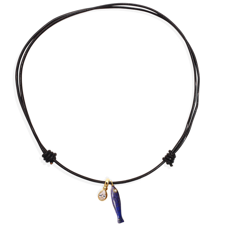 MAHI Necklace - Leather & CZ
