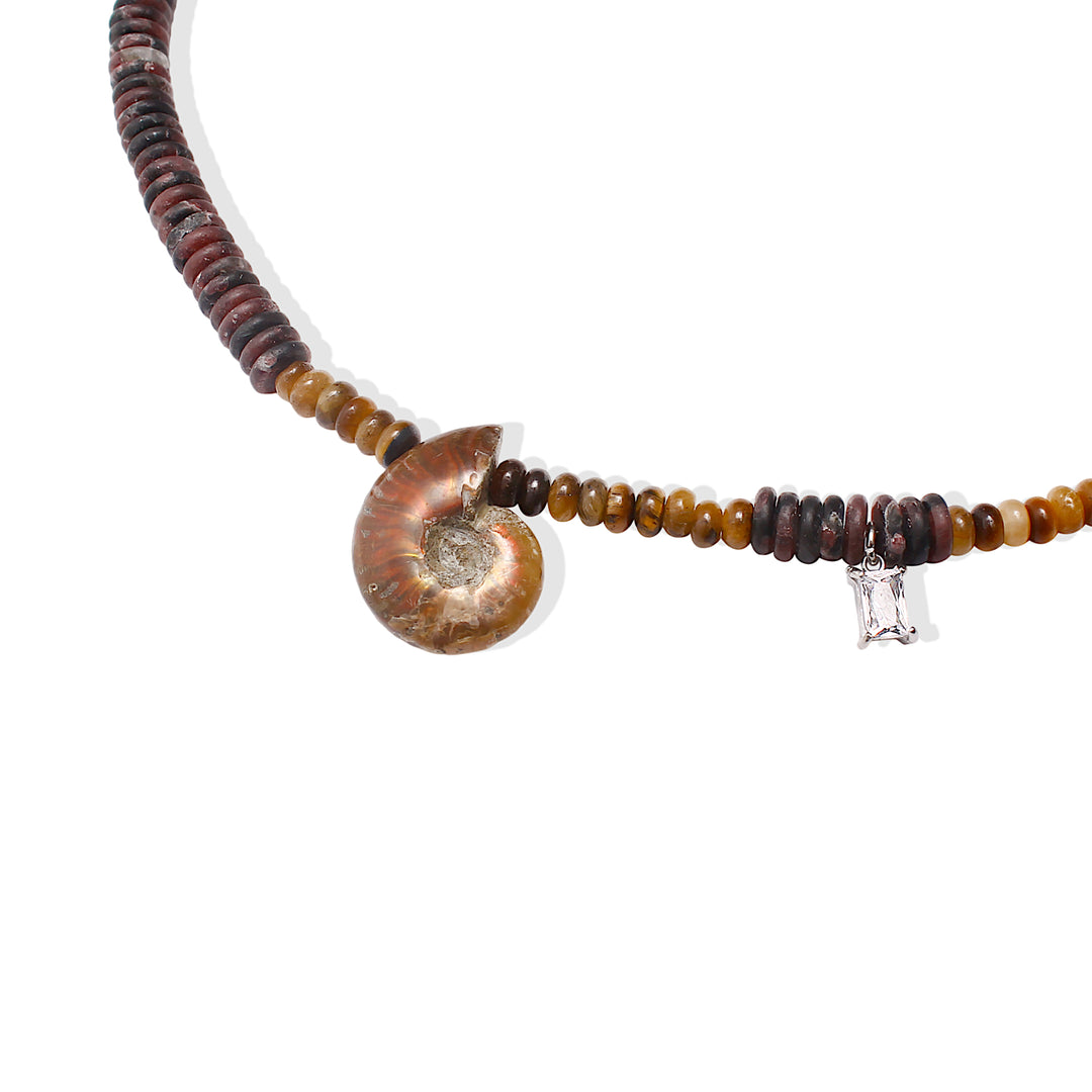 MERLAN Necklace - Tiger's eye and Garnet