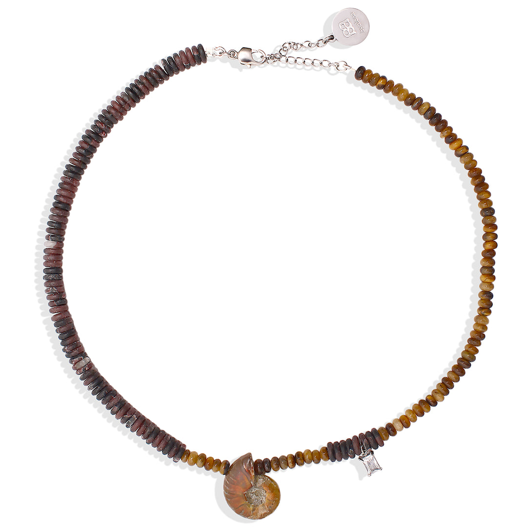 MERLAN Necklace - Tiger's eye and Garnet