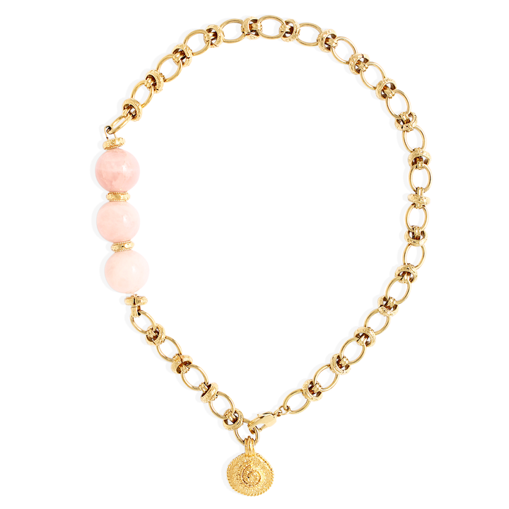 OCTAVIA Necklace - Gold with Rose Quartz