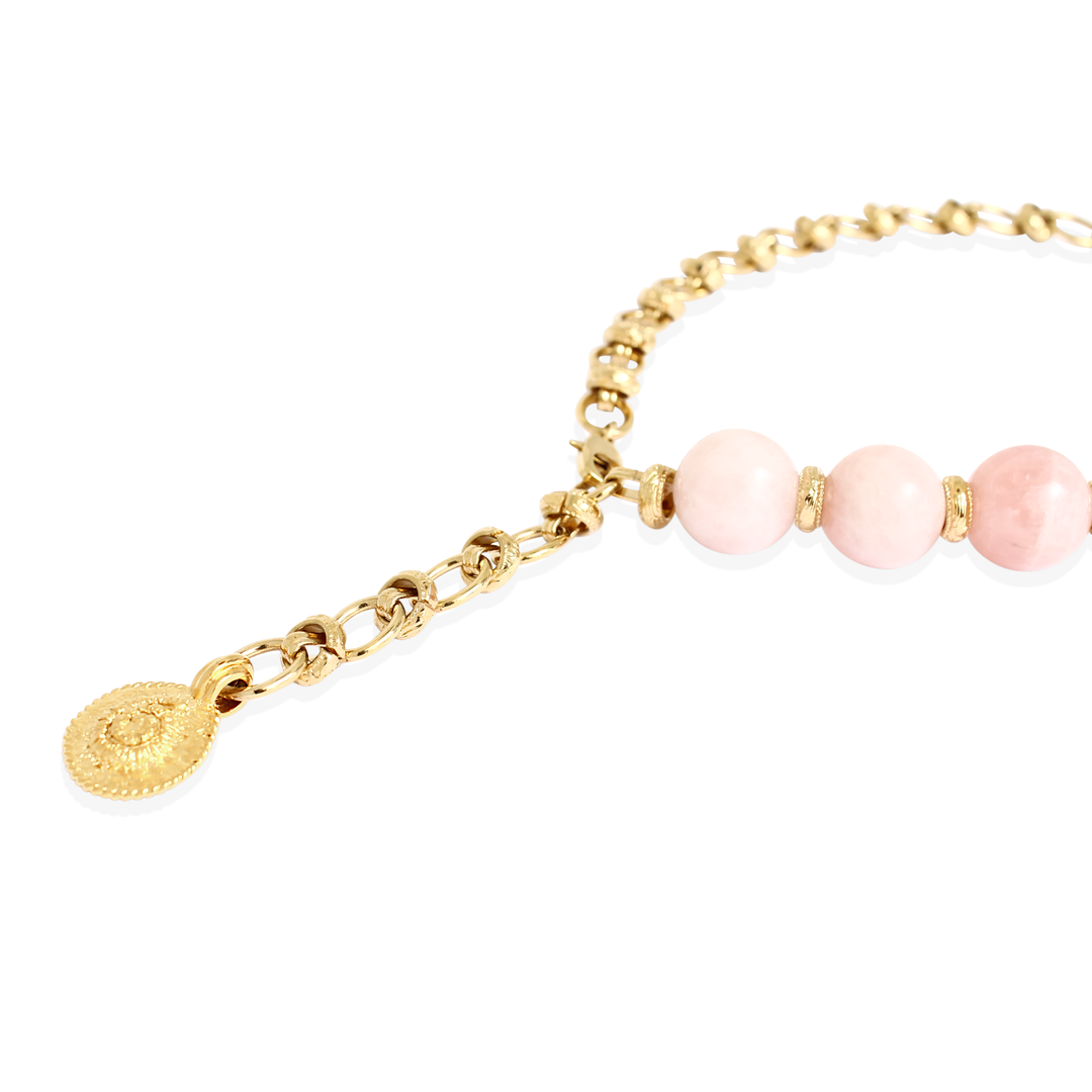 OCTAVIA Necklace - Gold with Rose Quartz