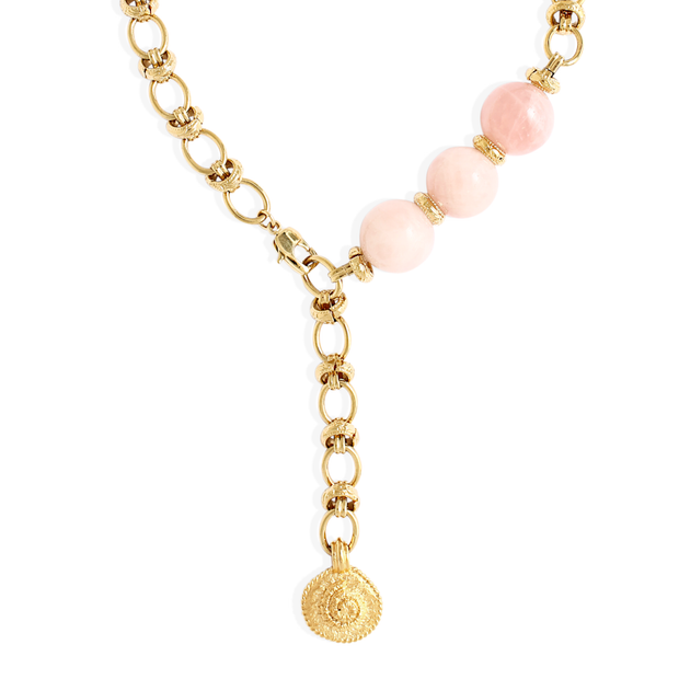 OCTAVIA Necklace - Gold with Rose Quartz