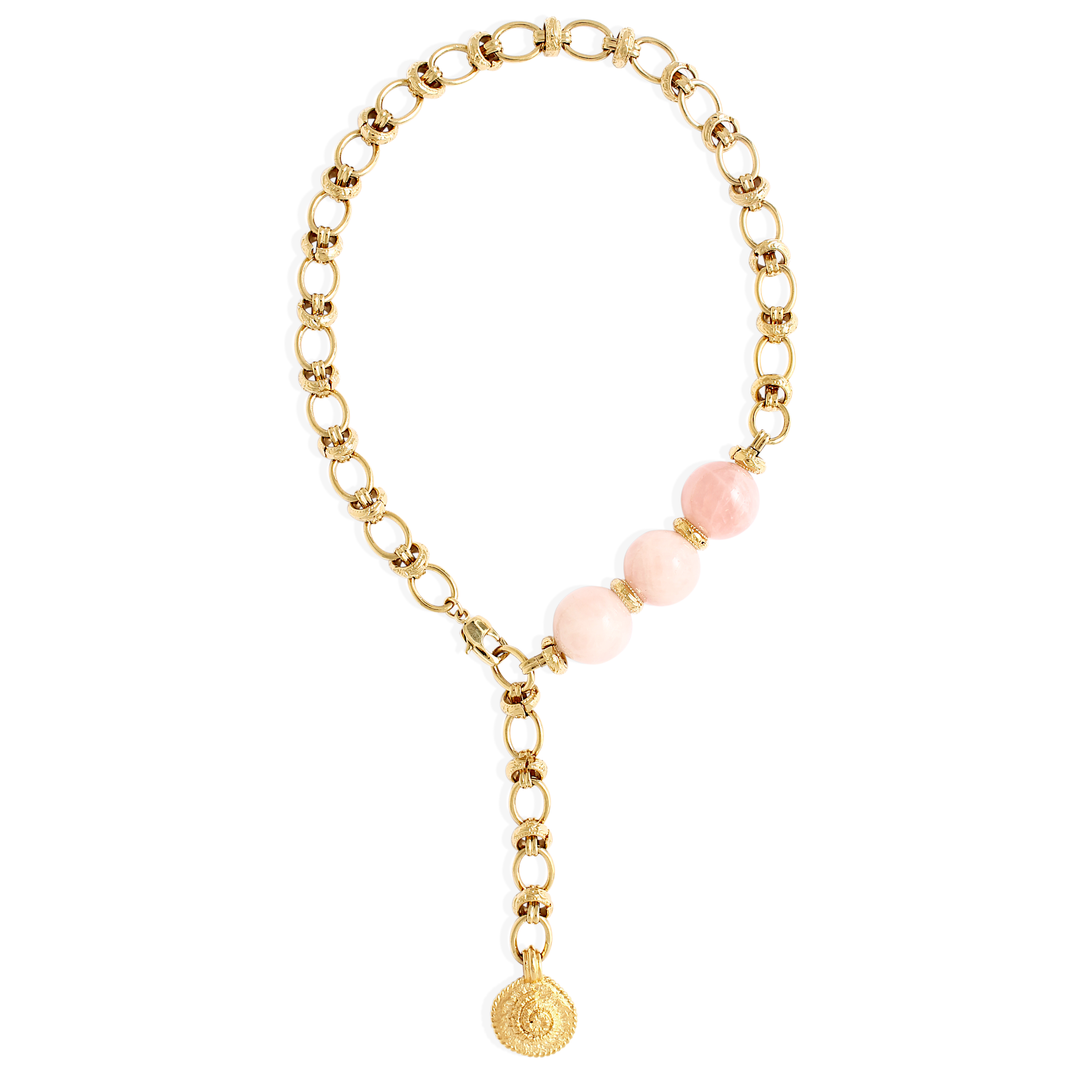 OCTAVIA Necklace - Gold with Rose Quartz