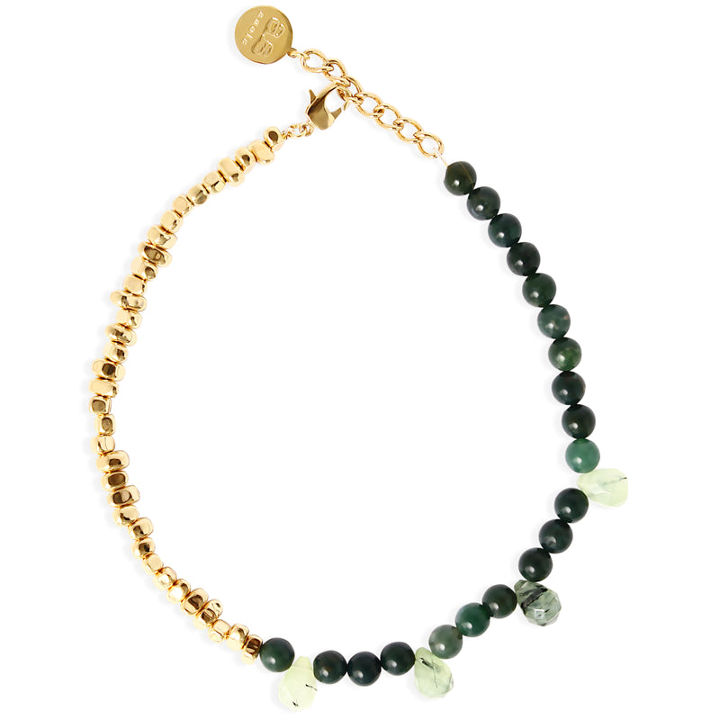 OREL Necklace - Moss Agate and Gold Hematite