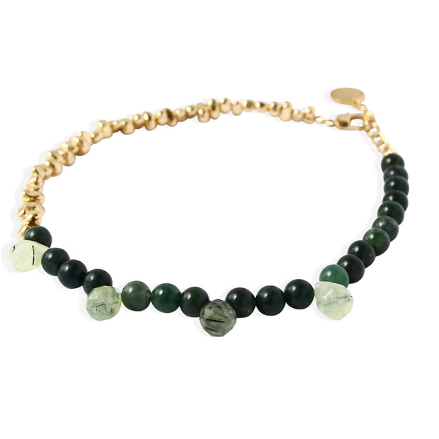 OREL Necklace - Moss Agate and Gold Hematite