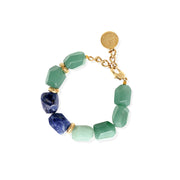 PETRA Bracelet - Gold with Aventurine and Blue Sodalite