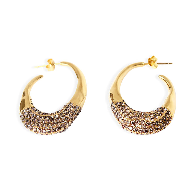 PANAREA PAVÉ Earrings - Gold and Graphite Crystals
