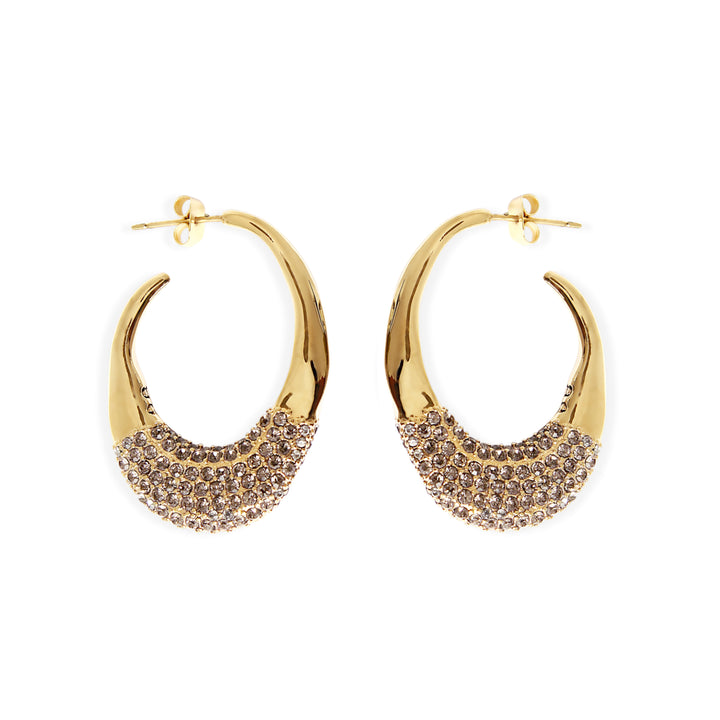 PANAREA PAVÉ Earrings - Gold and Graphite Crystals