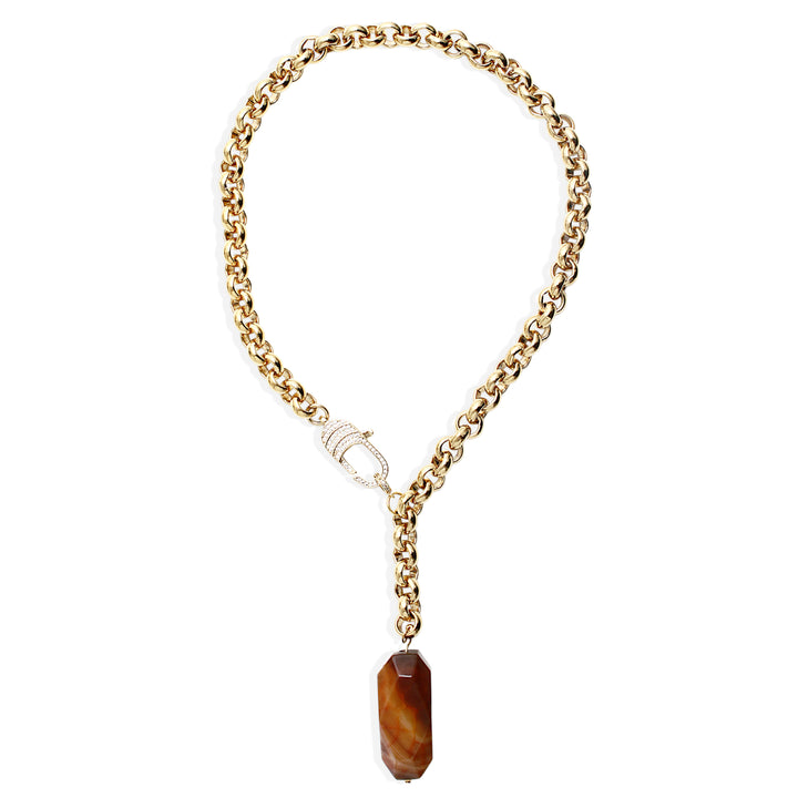 REINE Necklace - Gold with Brown Agate