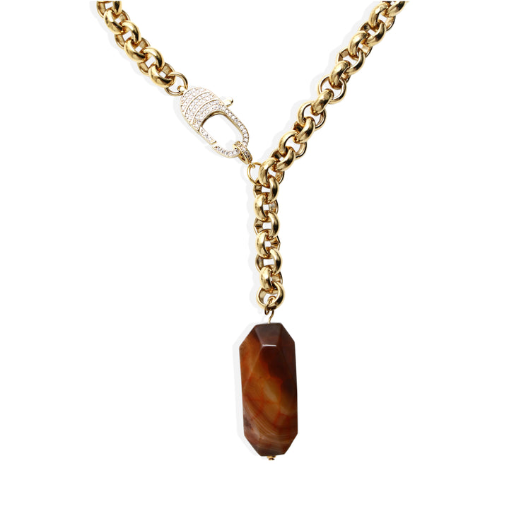 REINE Necklace - Gold with Brown Agate