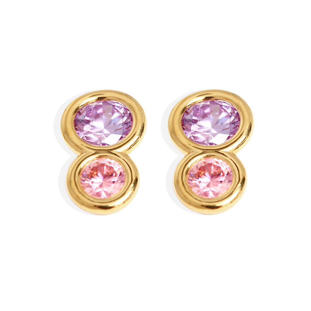 SLOANE Earrings - Gold with Lilac and Pink