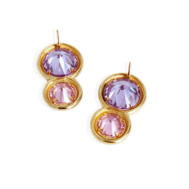 SLOANE Earrings - Gold with Lilac and Pink