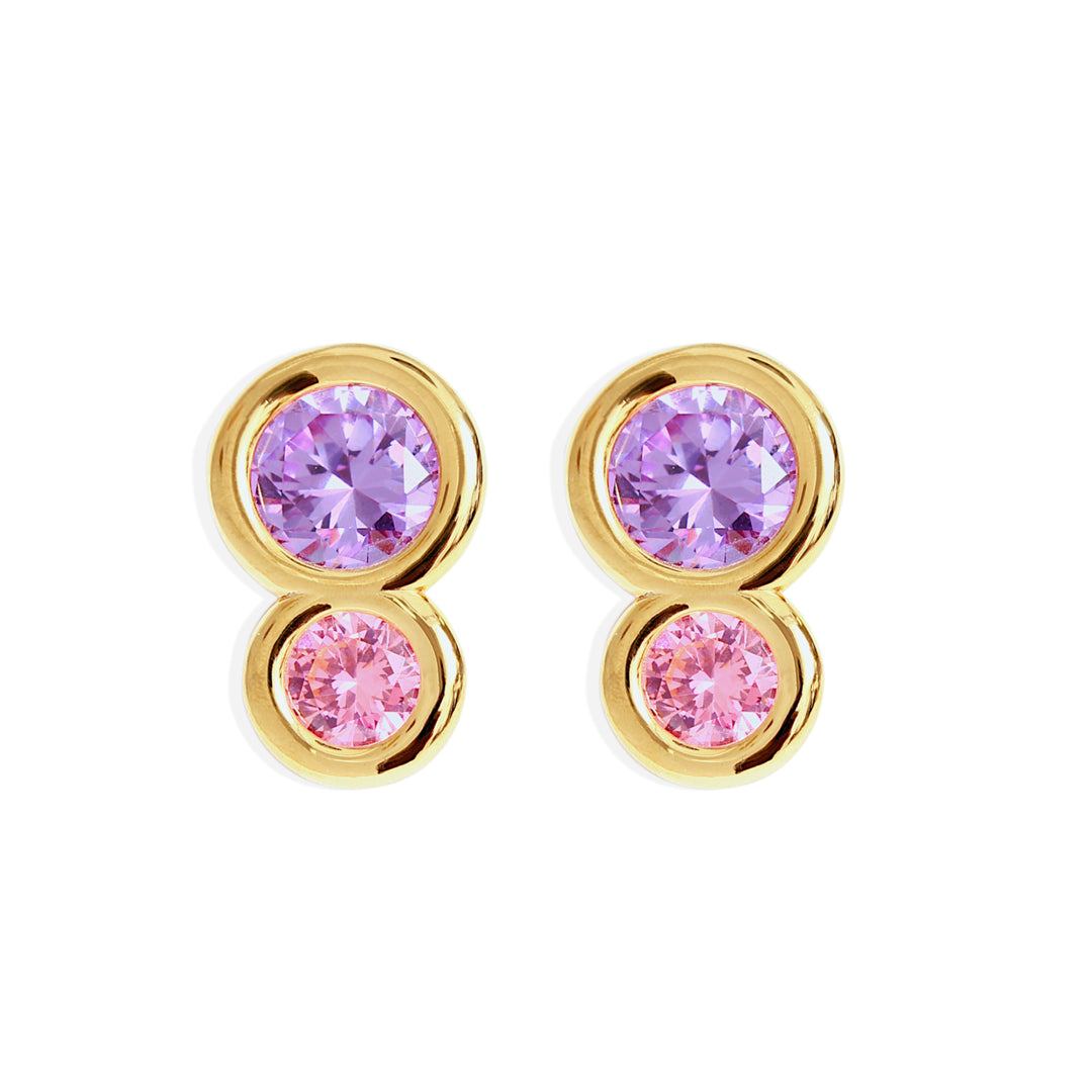 SLOANE Earrings - Gold with Lilac and Pink