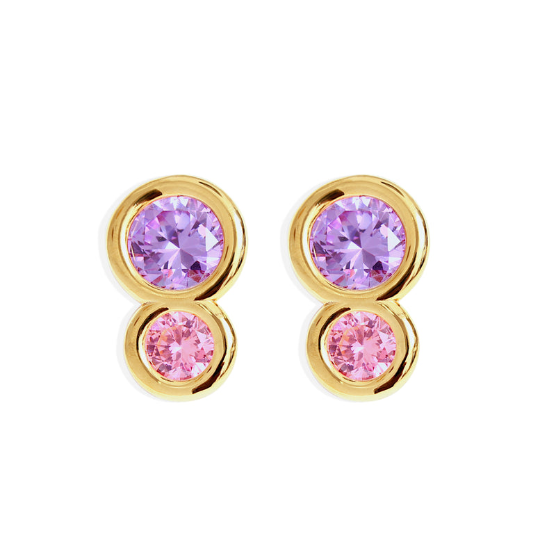SLOANE Earrings - Gold with Lilac and Pink