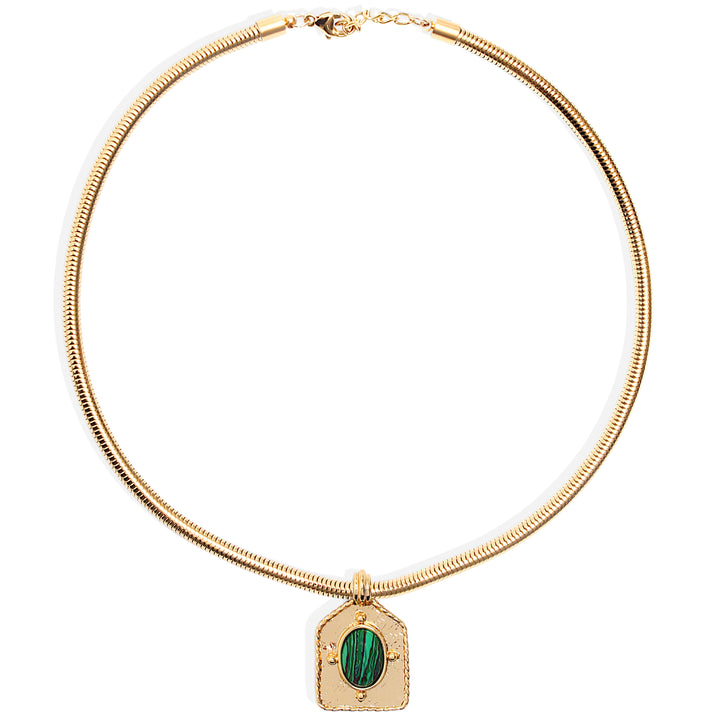 SOLARIS Necklace - Gold with Malachite
