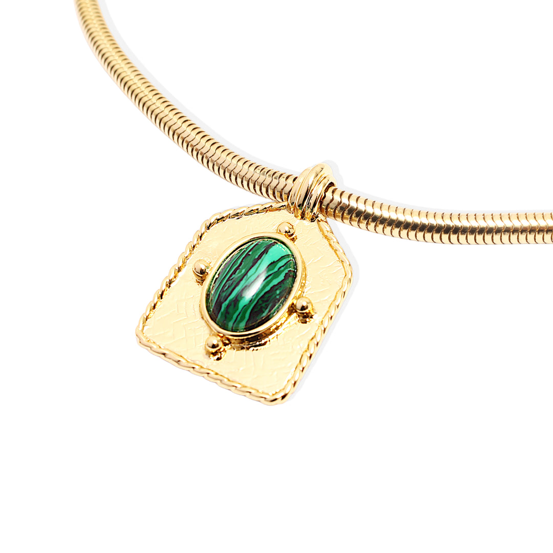 SOLARIS Necklace - Gold with Malachite