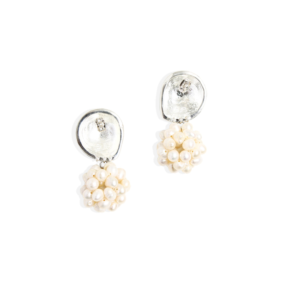 THIA Earrings - Silver with Pearl