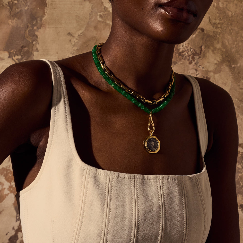 ISADORA Necklace - Gold and Green Jade
