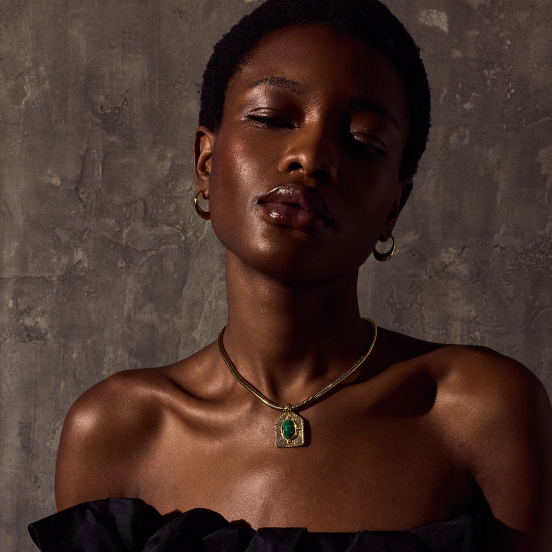 SOLARIS Necklace - Gold with Malachite