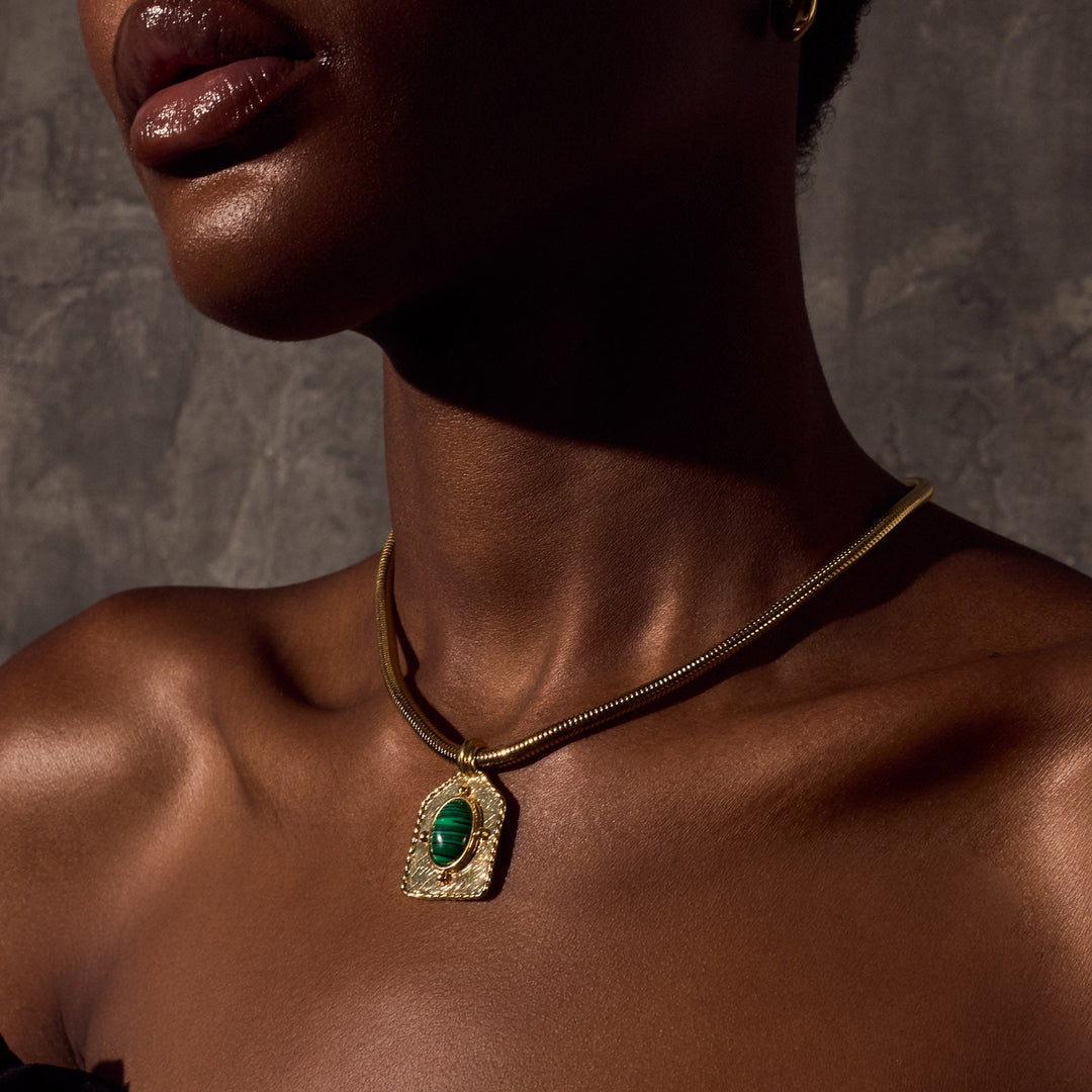 SOLARIS Necklace - Gold with Malachite
